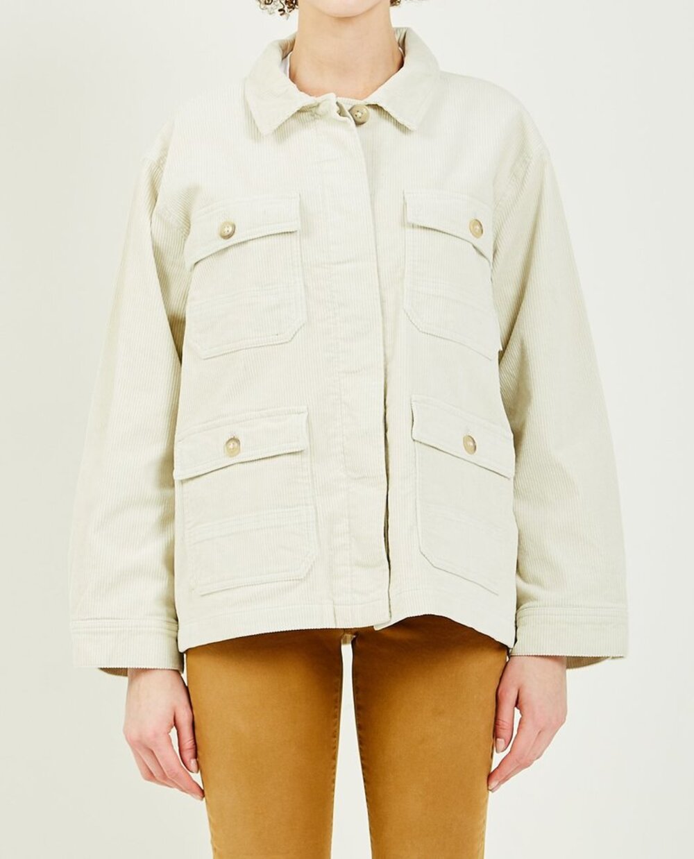 CLOSED Corduroy Worker Jacket Shacket Off White Cream Size XS Retail $425